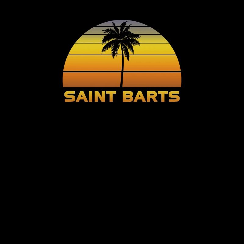 Vintage St Barth Beach Palm Tree Sunset Cool