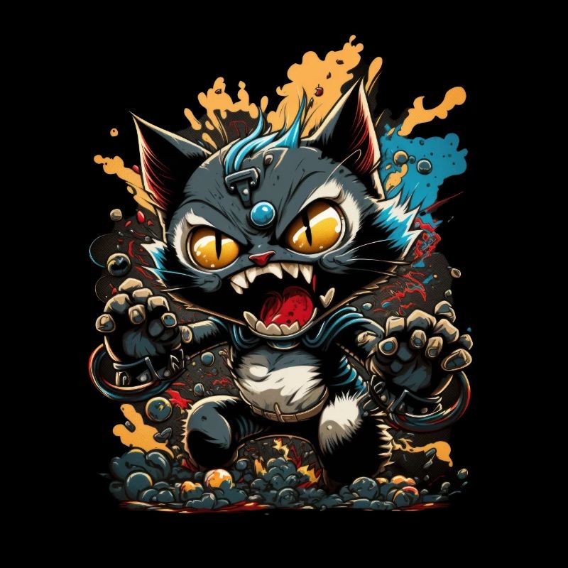 Bunte Manga Cat Attack