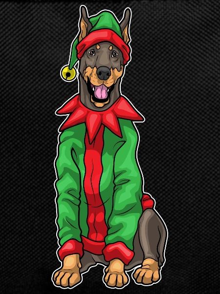 Doberman Christmas Elf