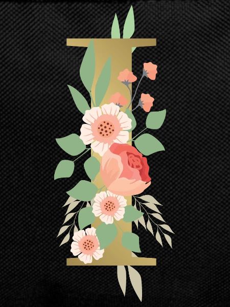 Elegant letter 'I' with flowers