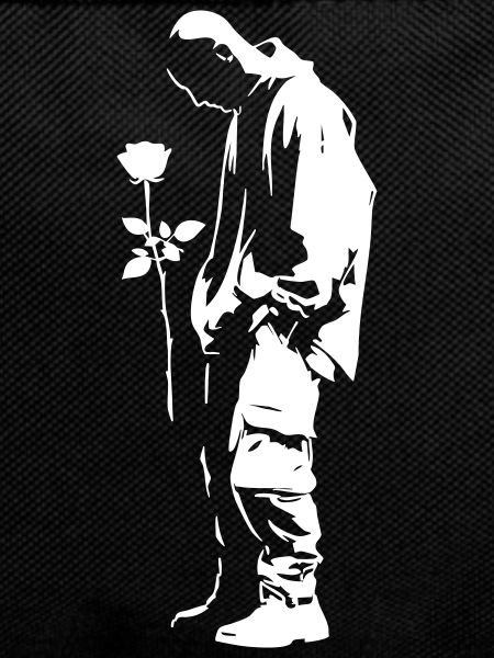 Street art silhouette with rose