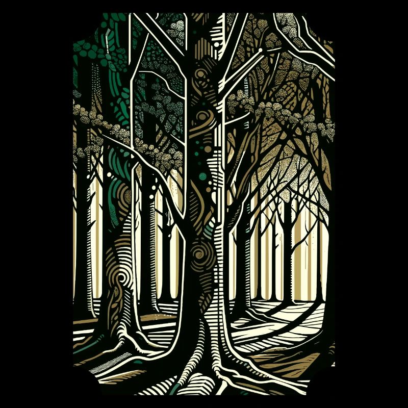 Chemin de la forêt enchantée : Art abstrait de l’arbre
