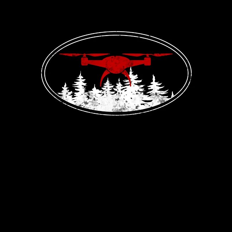 Logo de drone drone avec forêt vintage nous