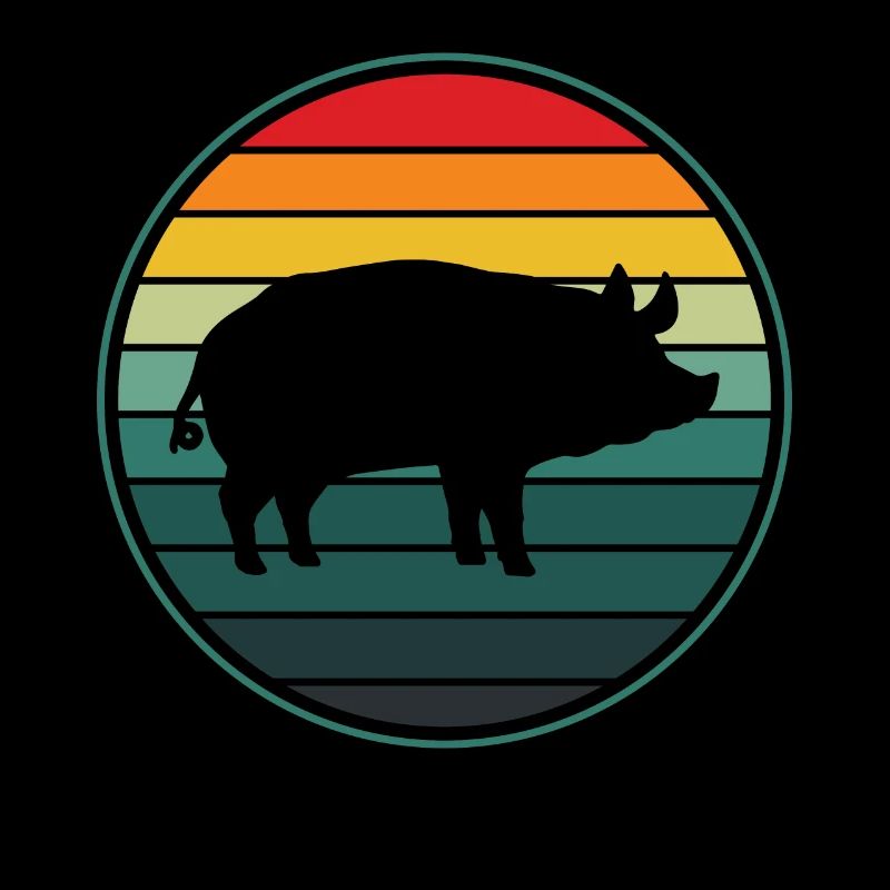 Retro Circle Pig -
