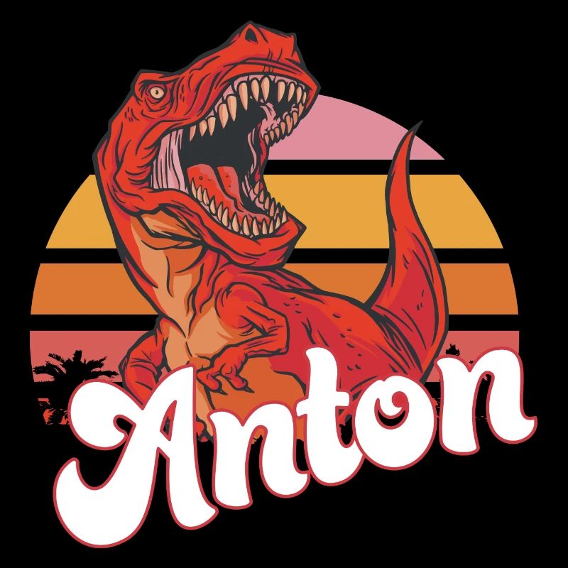 ANTON - Beautiful boy name with T-REX Dino