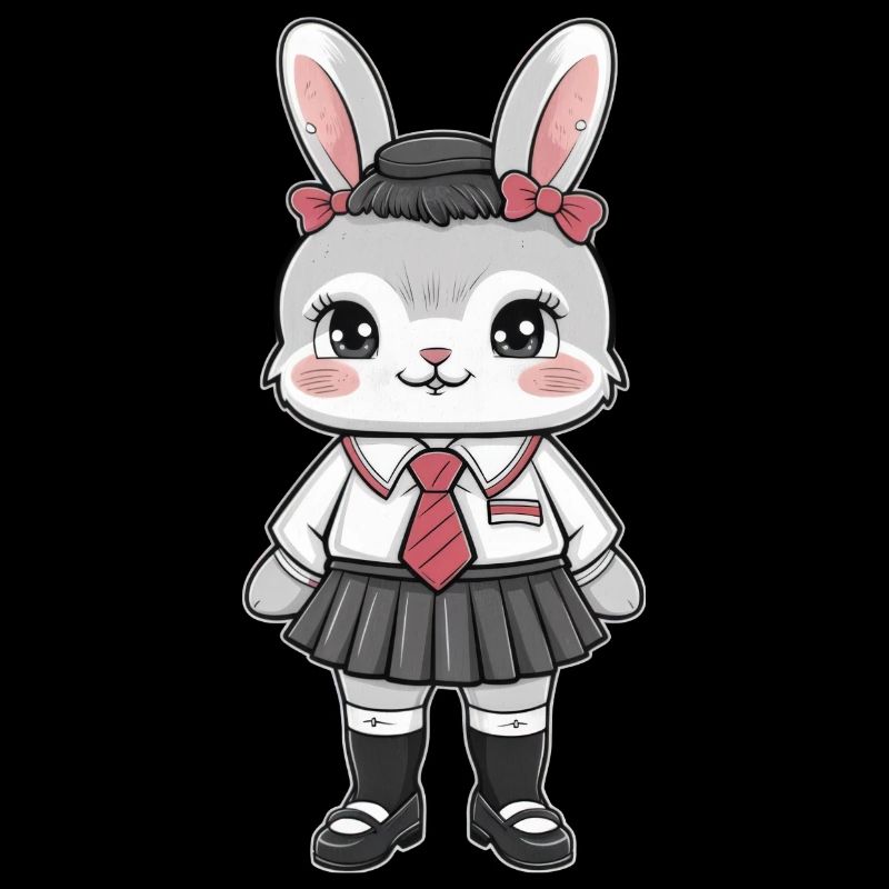 Cute bunny in traditional school uniform.