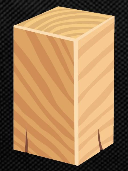 Milled block of wood upright