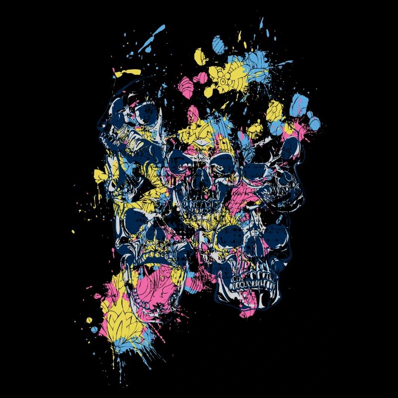 skulls on coloured stains