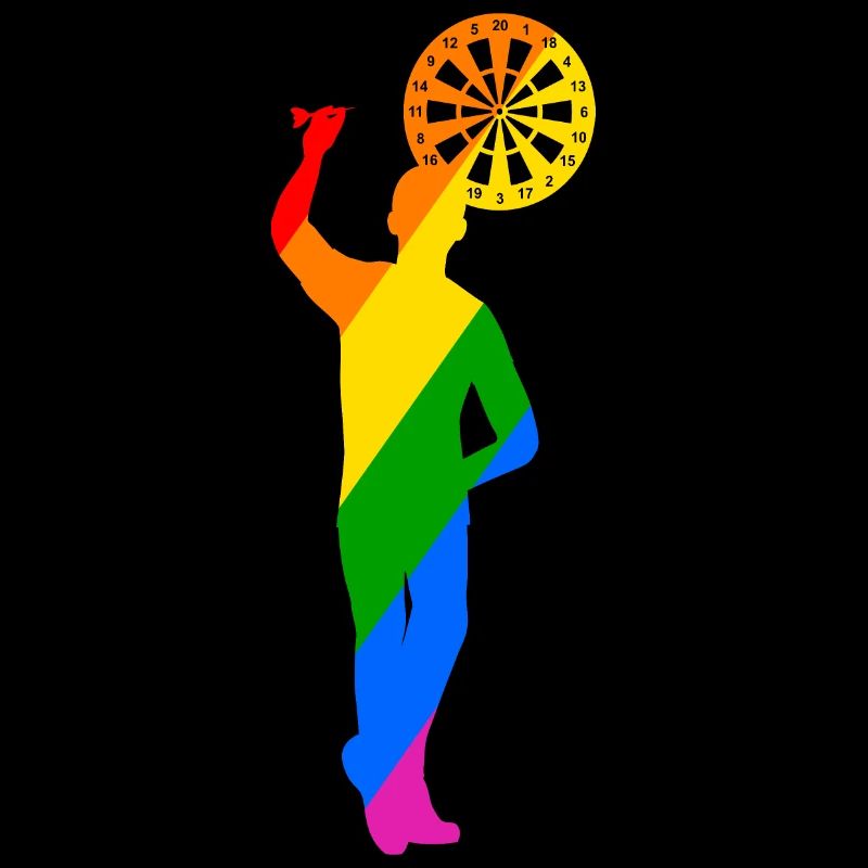 colorful dart player throwing with left