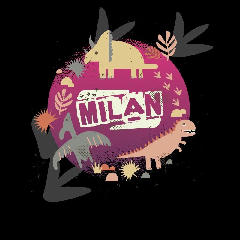 MILAN - Beautiful boy name with cute dinosaurs