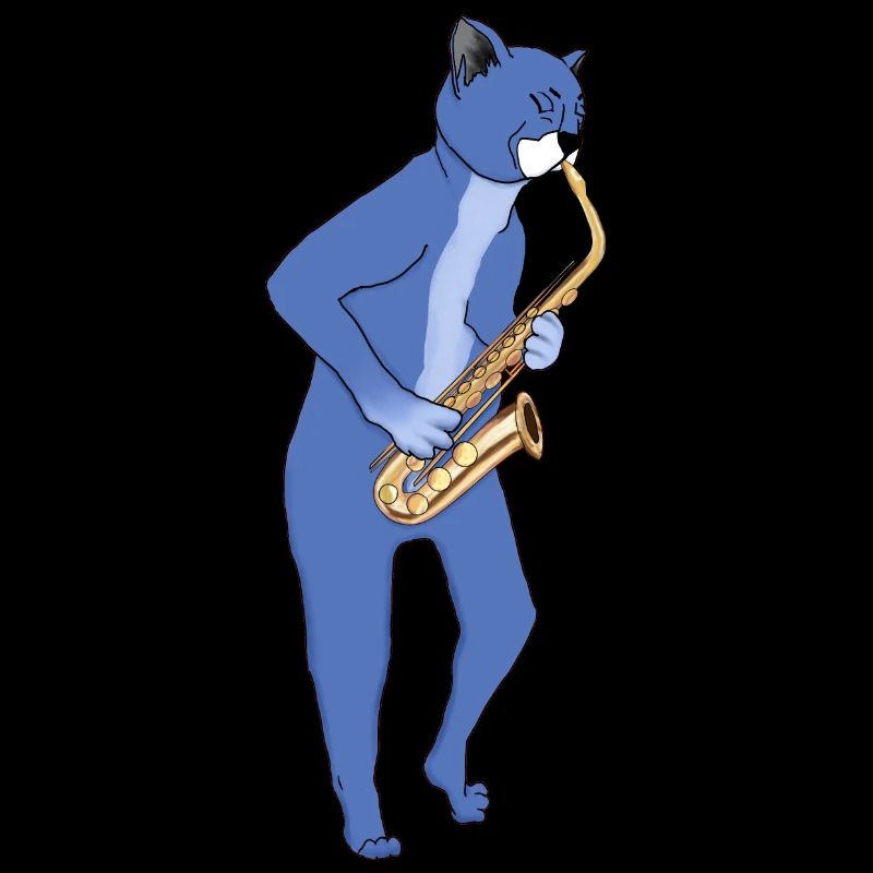 JAZZ CAT PLAYING SAXOPHONE - SAX CAT