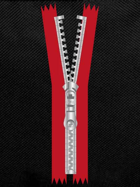 open zipper with red band