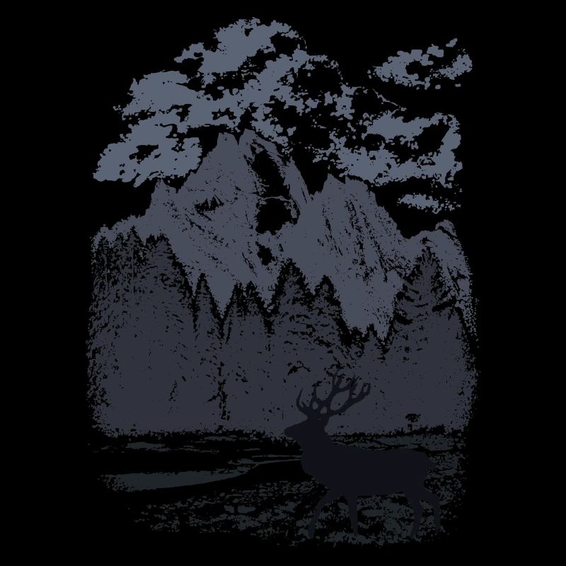 Mountain Forest and Red Deer (Blue)