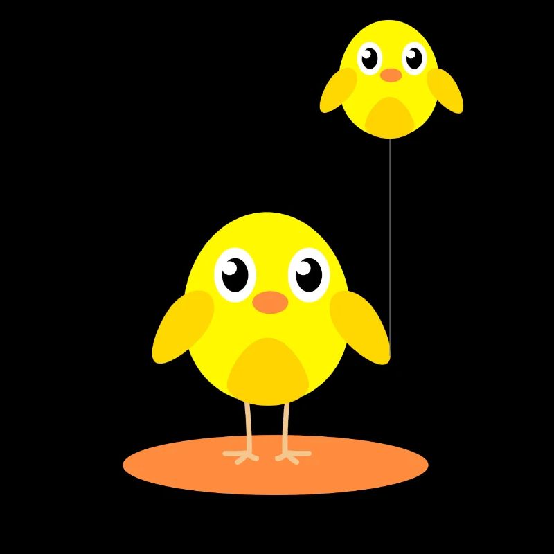 Chicks with balloons as chicks