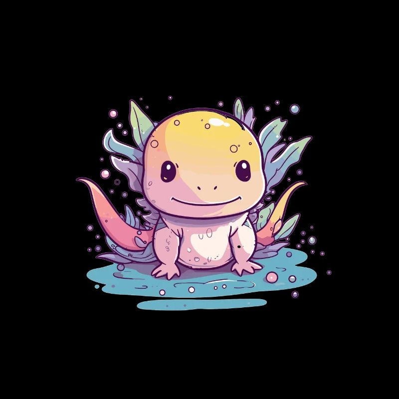 Cute Anime Style Axolotl Kawaii