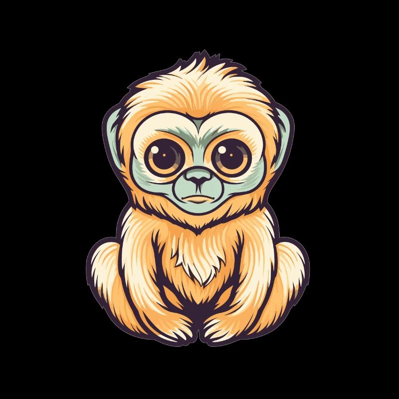 Cute Anime Style Gibbon Kawaii