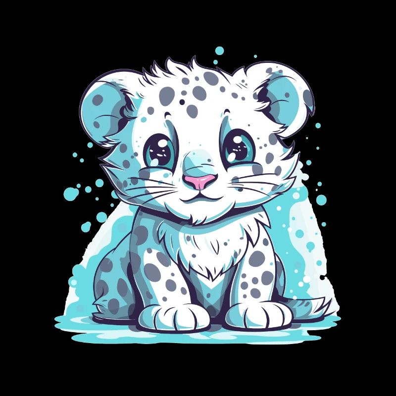 Netter Anime -Stil Schneeleopard Kawaii