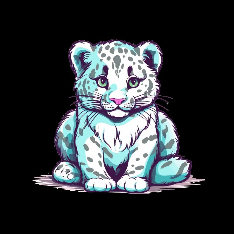 Netter Anime -Stil Schneeleopard Kawaii