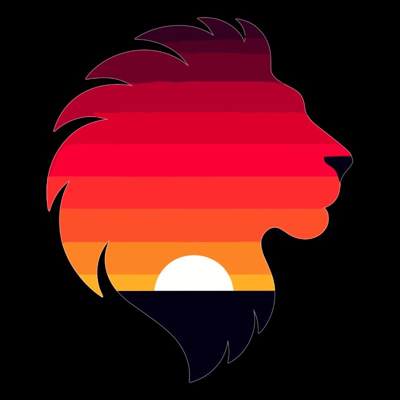 Silhouette d’un lion avec coucher de soleil