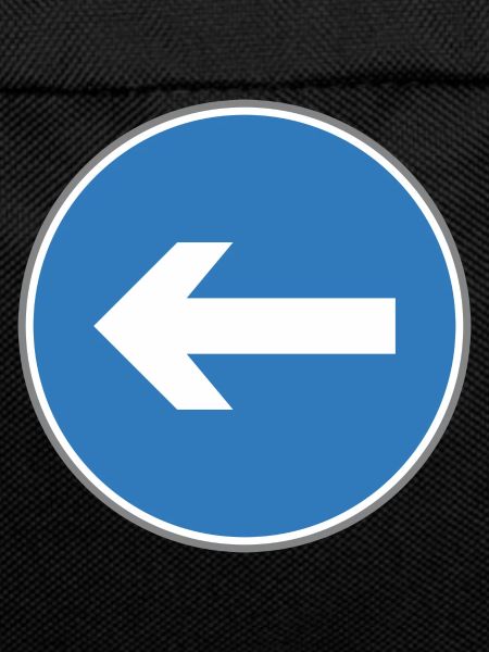 Road sign left arrow blue