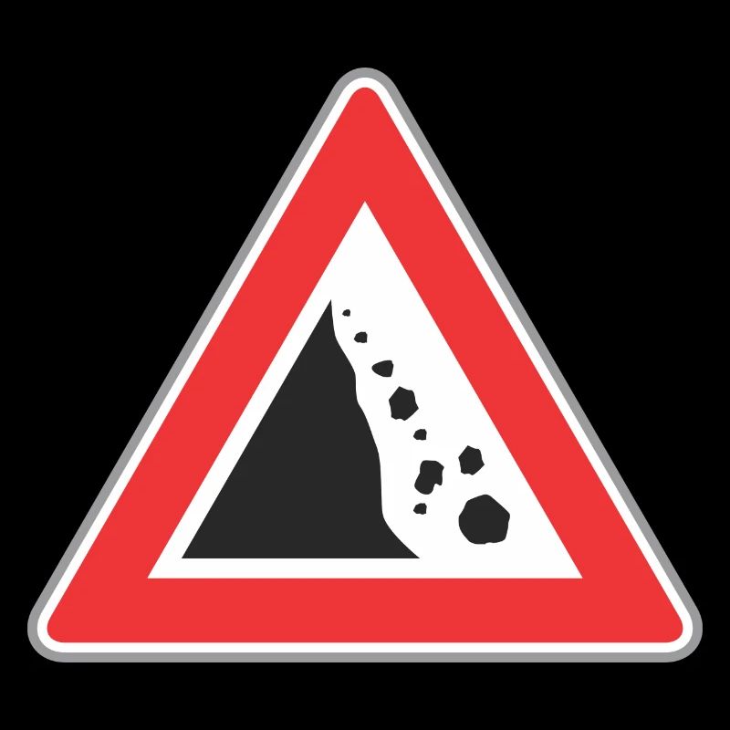 Road sign Stone fall