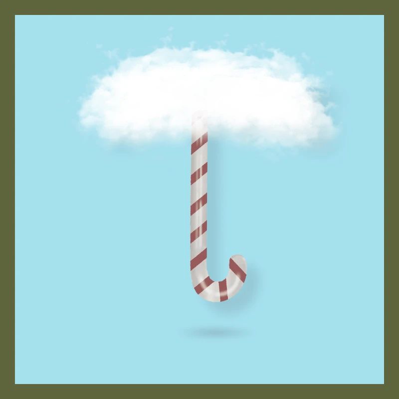 Candy Cane with Clouds