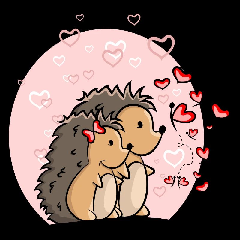 Hérisson couple amour avec des cœurs