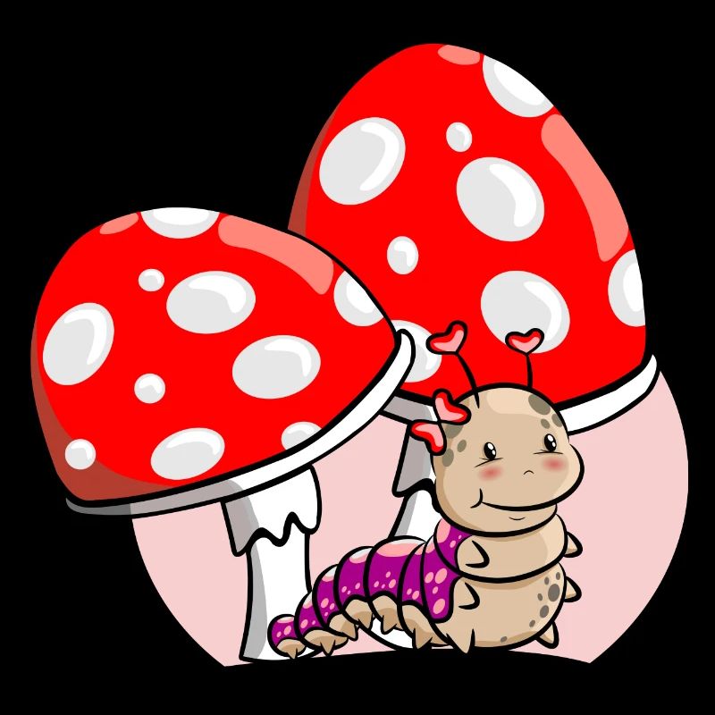 Caterpillar with mushrooms