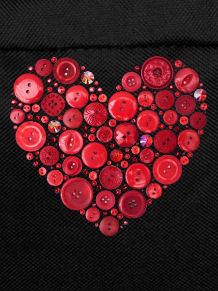 Red Button Heart Print