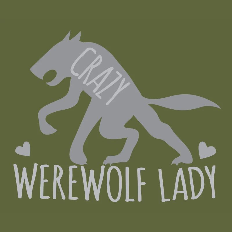 Verrückte Werwolfdame mit grauem gehendem Wolf