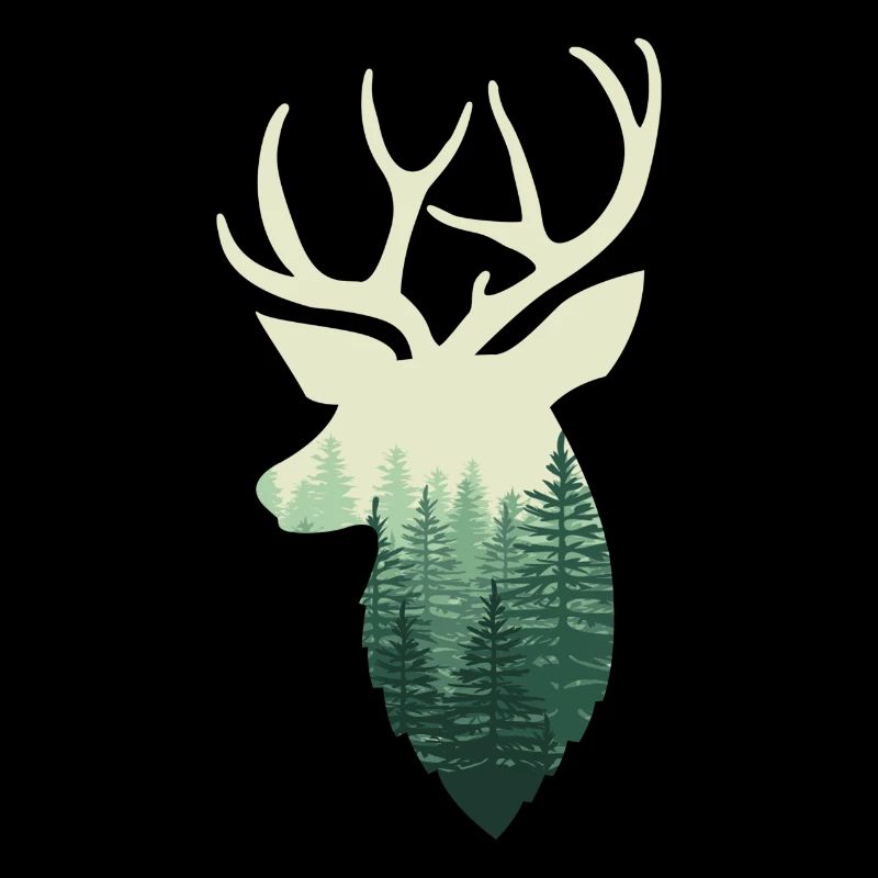 Hirsch mit Wald