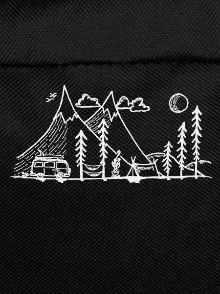 Camper Simple Mountain and Campfire