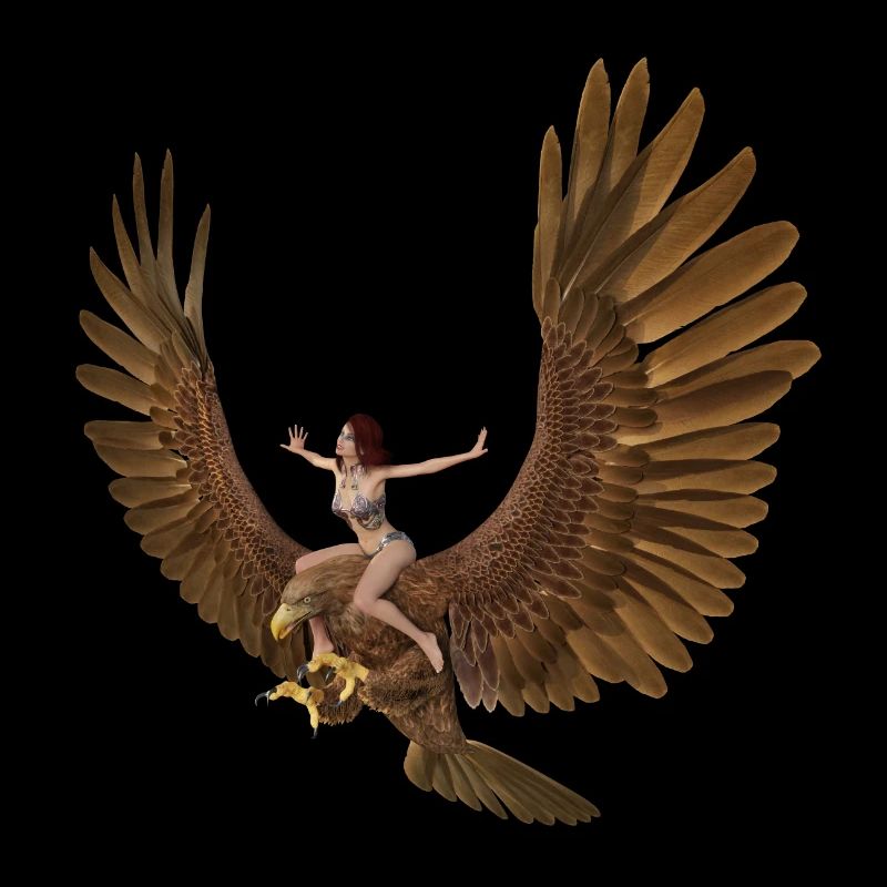 Woman with a huge golden eagle