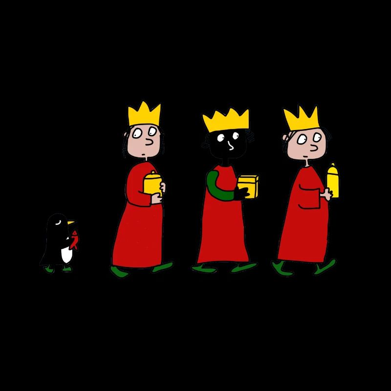 Three queens with penguin