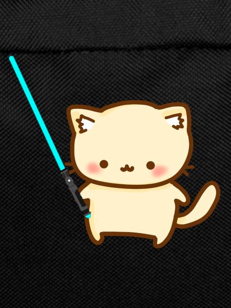 Cute cat with blue lightsaber