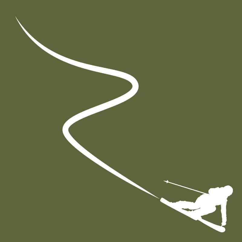 Skier pulls track behind deep snow