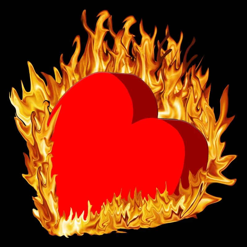 Red heart is on fire