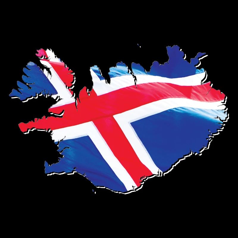 Iceland flag in the Iceland map