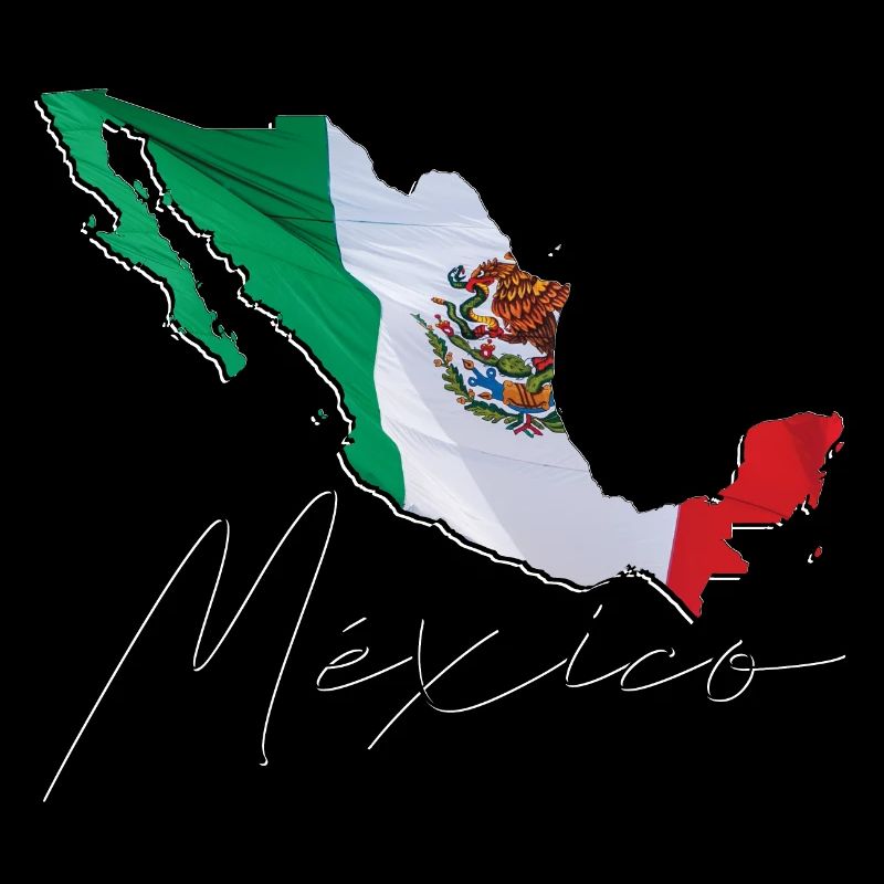 Drapeau du Mexique réel - Carte drapeau EN