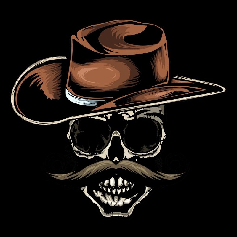 skull skull skull cowboy hat mustache