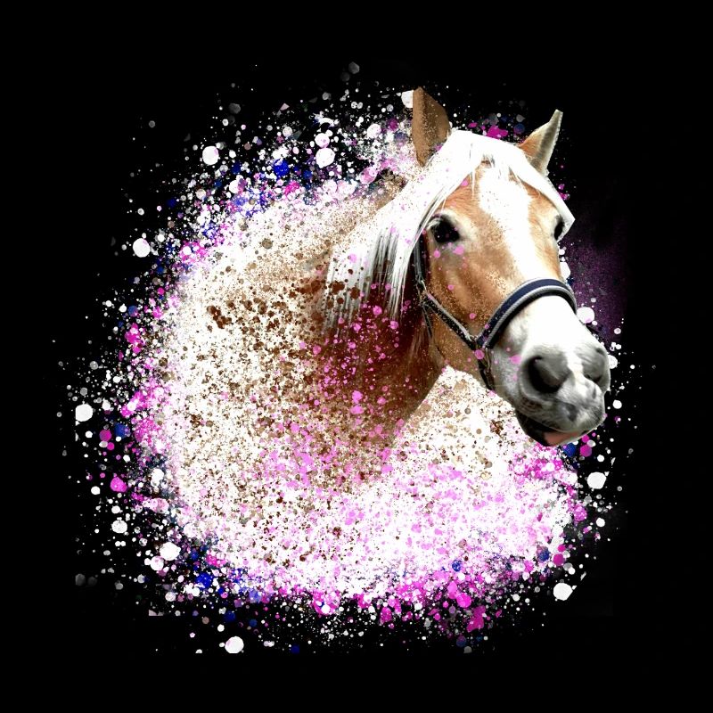 cheval,haflinger, graffitis, peinture, bleu, chevaux,