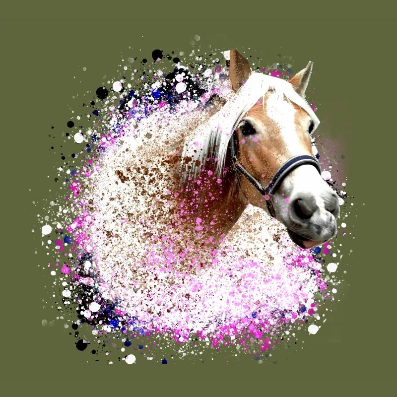 cheval,haflinger, graffitis, peinture, bleu, chevaux,