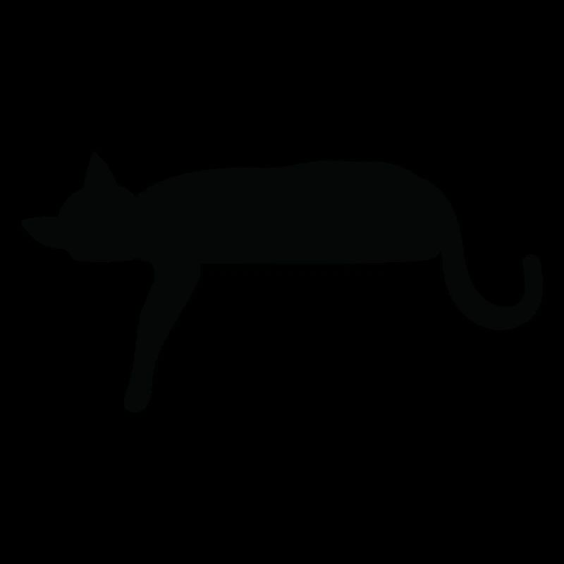 Silhouette der Katze legt sich hin