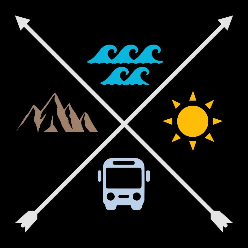 Surfing Sunshine Wave Surfbus Tattoo Design