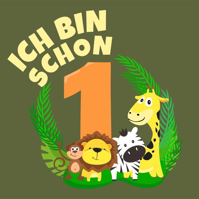 Ich bin schon 1 Jahr alt Dschungel Tier Geburtstag