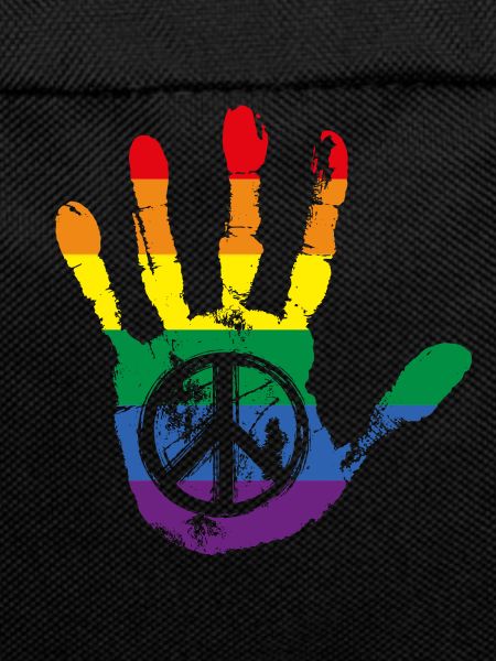 Rainbow Peace Sign Hand LGBT