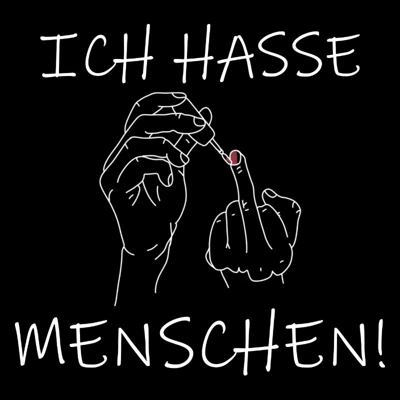 Ich hasse Menschen Spruch mit Mittelfinger