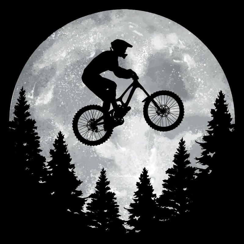 Mountainbiker Moon Cyclist Cyclist Cyclist