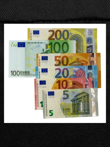 euro banknotes on white background