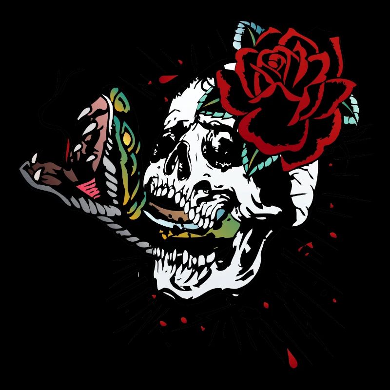 Rosa Kopf des Todes Blume Schädel Schlange Kobra Tattoo
